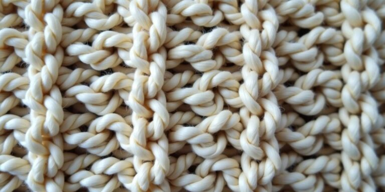 Double moss stitch knitted fabric close-up