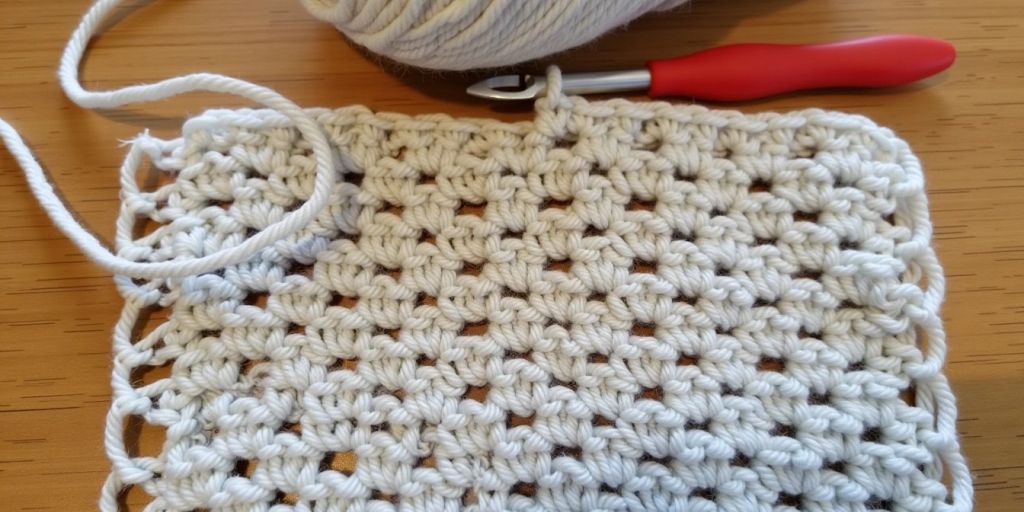 Waffle stitch crochet with yarn and hook