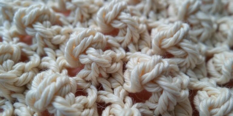 Close-up of bumpy crochet project