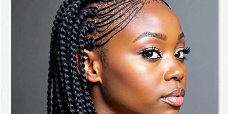 Woman with crochet box braids close-up
