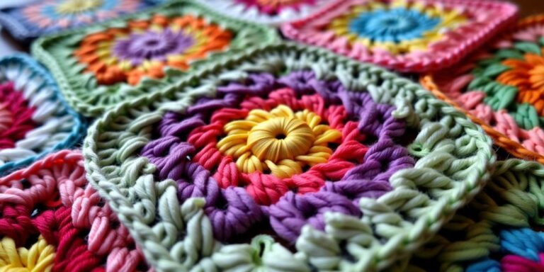 Colorful willow granny square crochet pattern