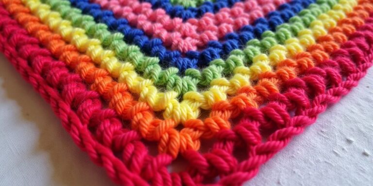Crochet mixed cluster stitch in colorful yarn