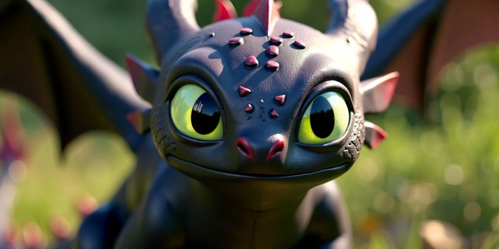 Toothless dragon close-up with scales