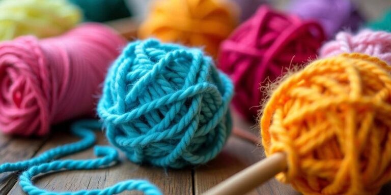 Colorful yarn balls and crochet hooks