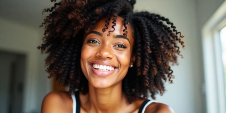 Woman with thin hair in a crochet hairstyle