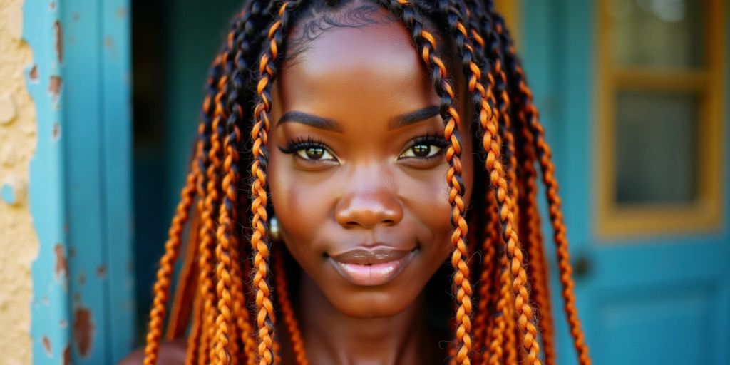 Woman with styled crochet braids