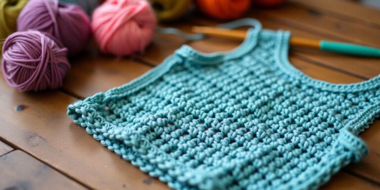 Crochet top with yarn and hook