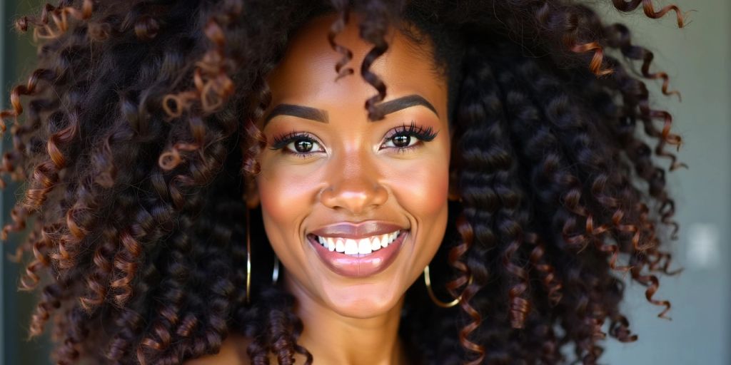 Woman with styled Kima crochet hair