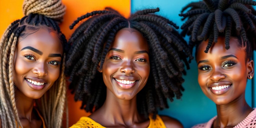 Diverse crochet hair styles close-up