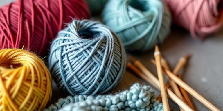 Bamboo yarn balls with knitting needles