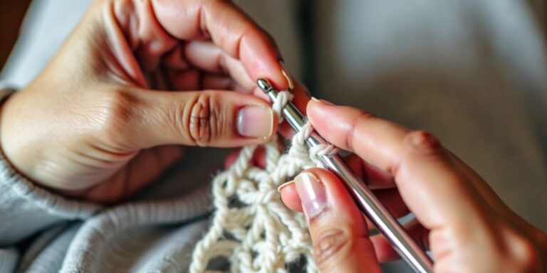Hands crocheting a simple chord