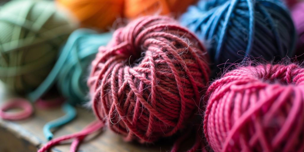 Close-up of colorful yarn balls