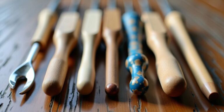 Various crochet hooks arranged by size.