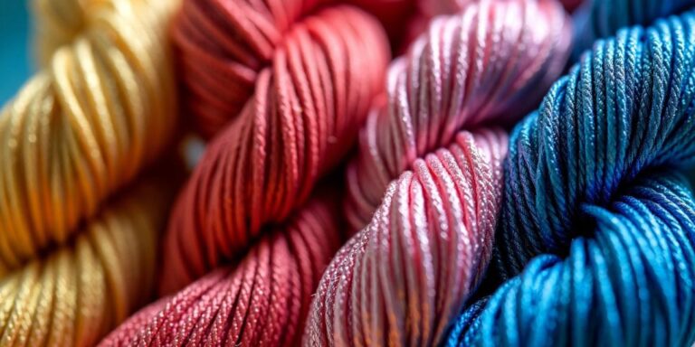 Shimmering metallised yarn threads in various colors