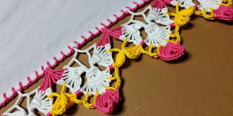 Finished crochet edge with intricate patterns