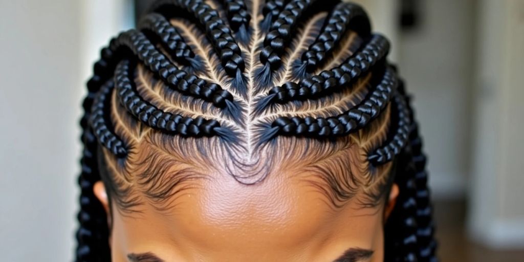 Woman with neatly styled cornrows