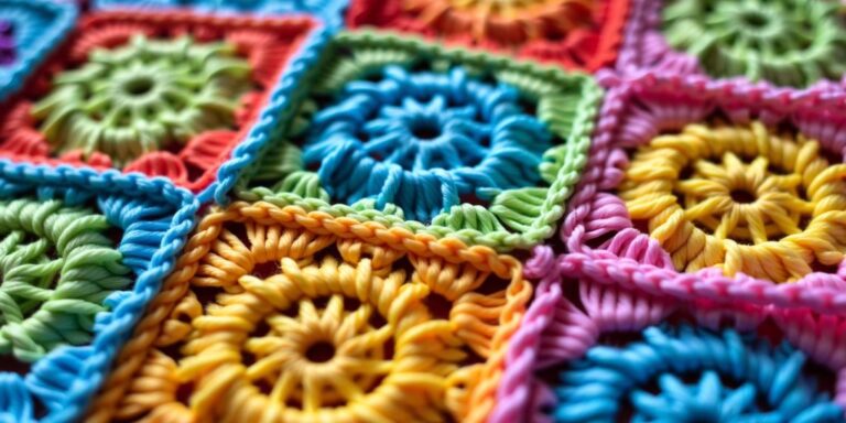 Colorful crochet patterns with various stitches