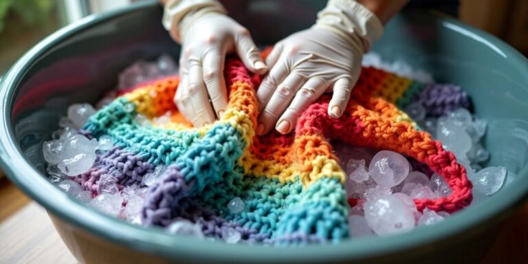 Washing crochet blanket in soapy water