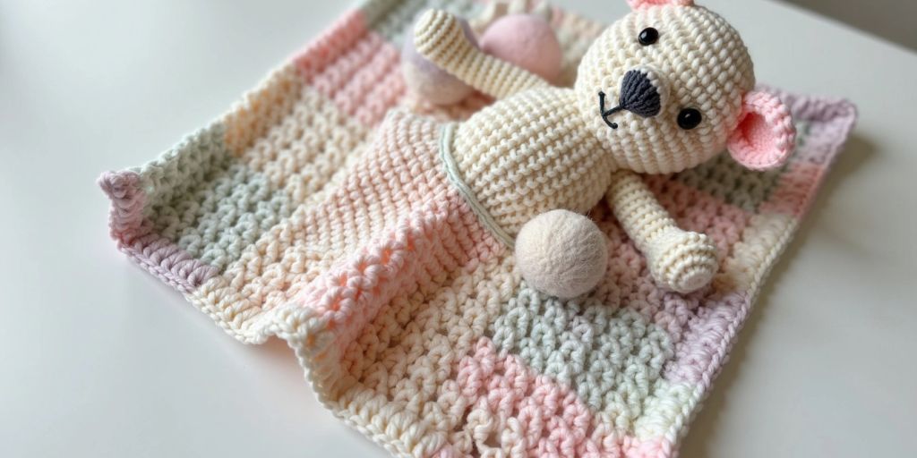 Crochet baby lovey with animal head