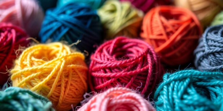 Colorful yarn balls in a pile